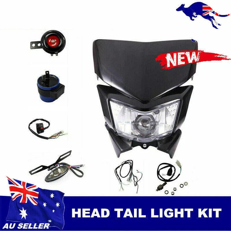 Black Rec Reg Head Tail Light Kit for Honda CRF150 CRF250 CRF450 (2007–2023)