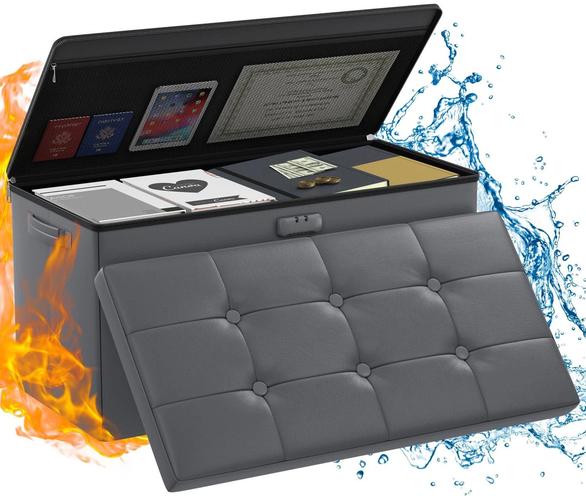 Storage Ottoman Bench for Fireproof Folding Use (30 Inches)