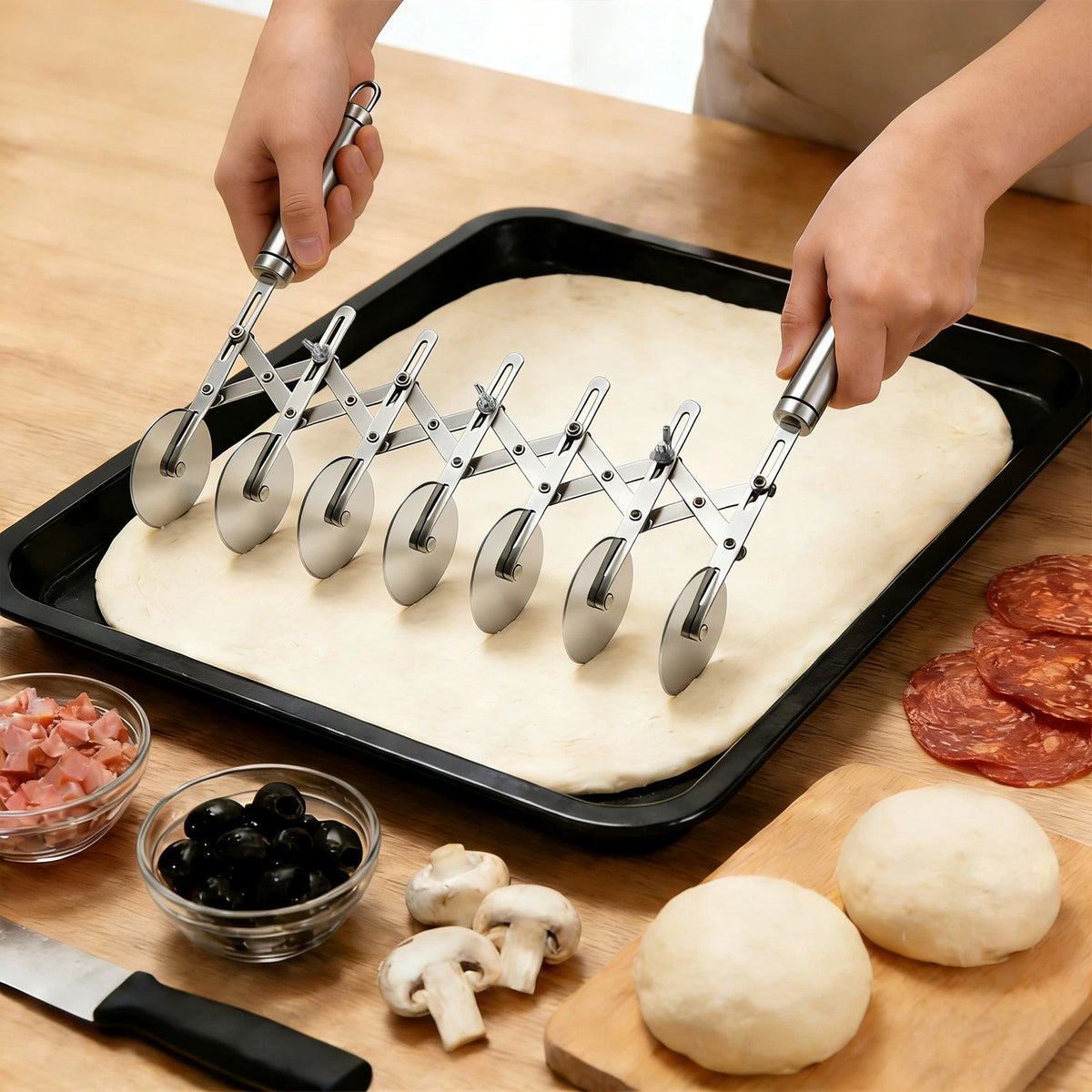 7-Wheel Pastry Cutter for Pizza Slicing