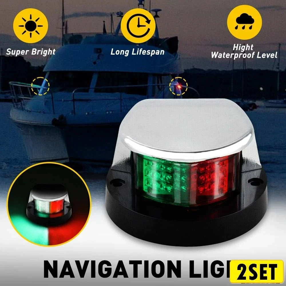 Set of 2 LED Boat Navigation Lights Red and Green for Marine Bow