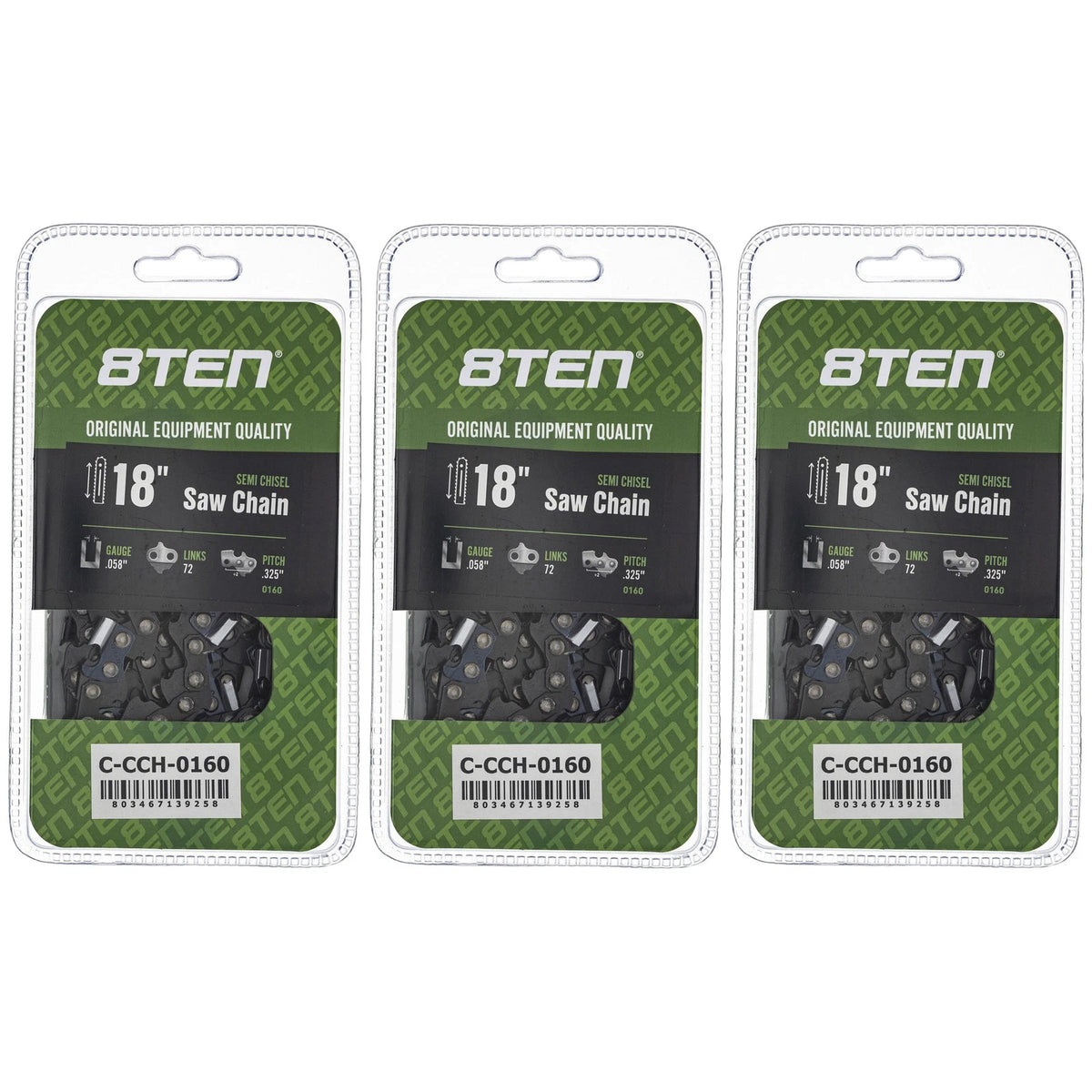3-Pack Chainsaw Chain 18 Inch .058 .325 72DL for Homelite 650 (5018404-72, 591099072, 5018407-72)