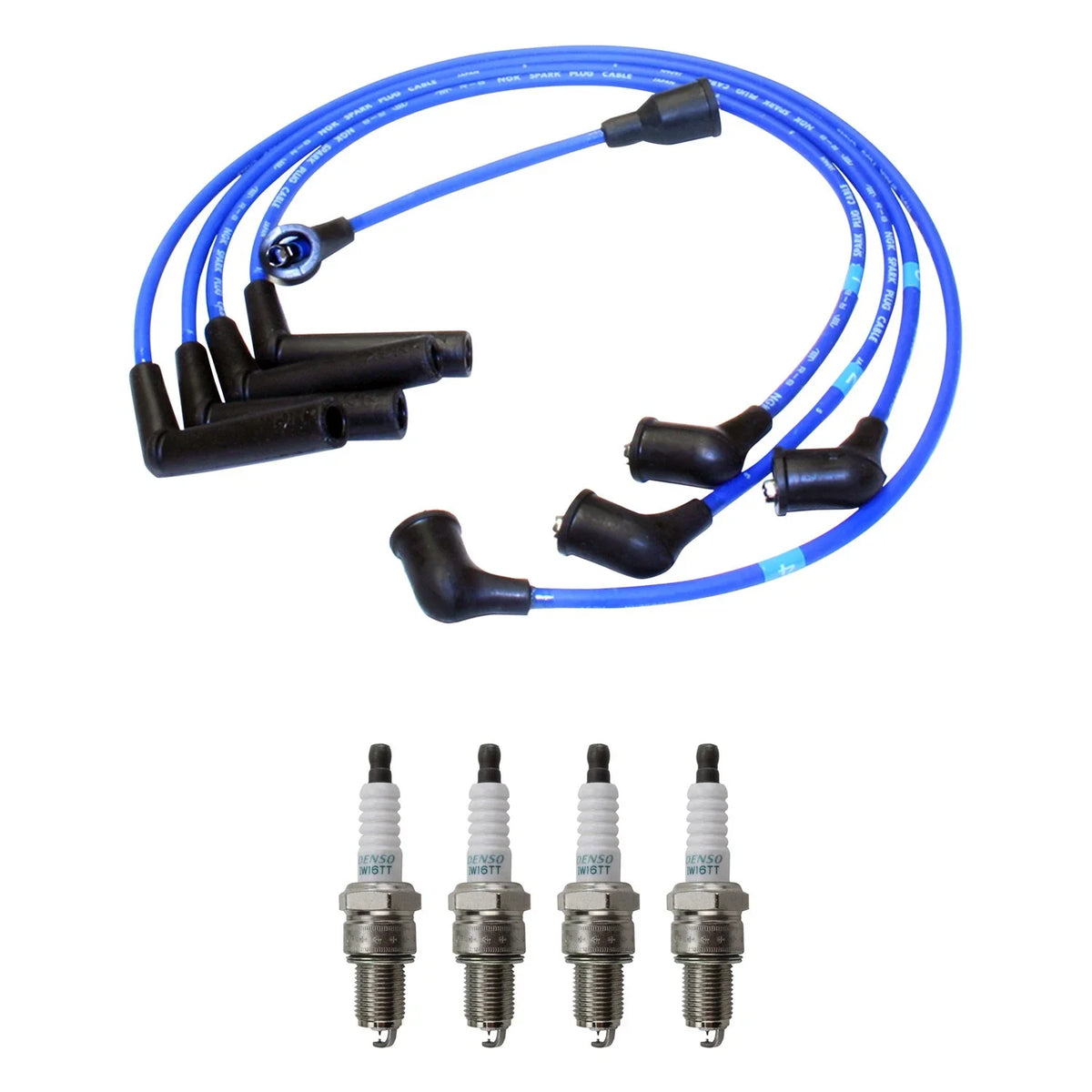 Set of 4 Denso Iridium Spark Plugs & NGK 7mm Wire Set for Colt Ram 50 (1979–1994)