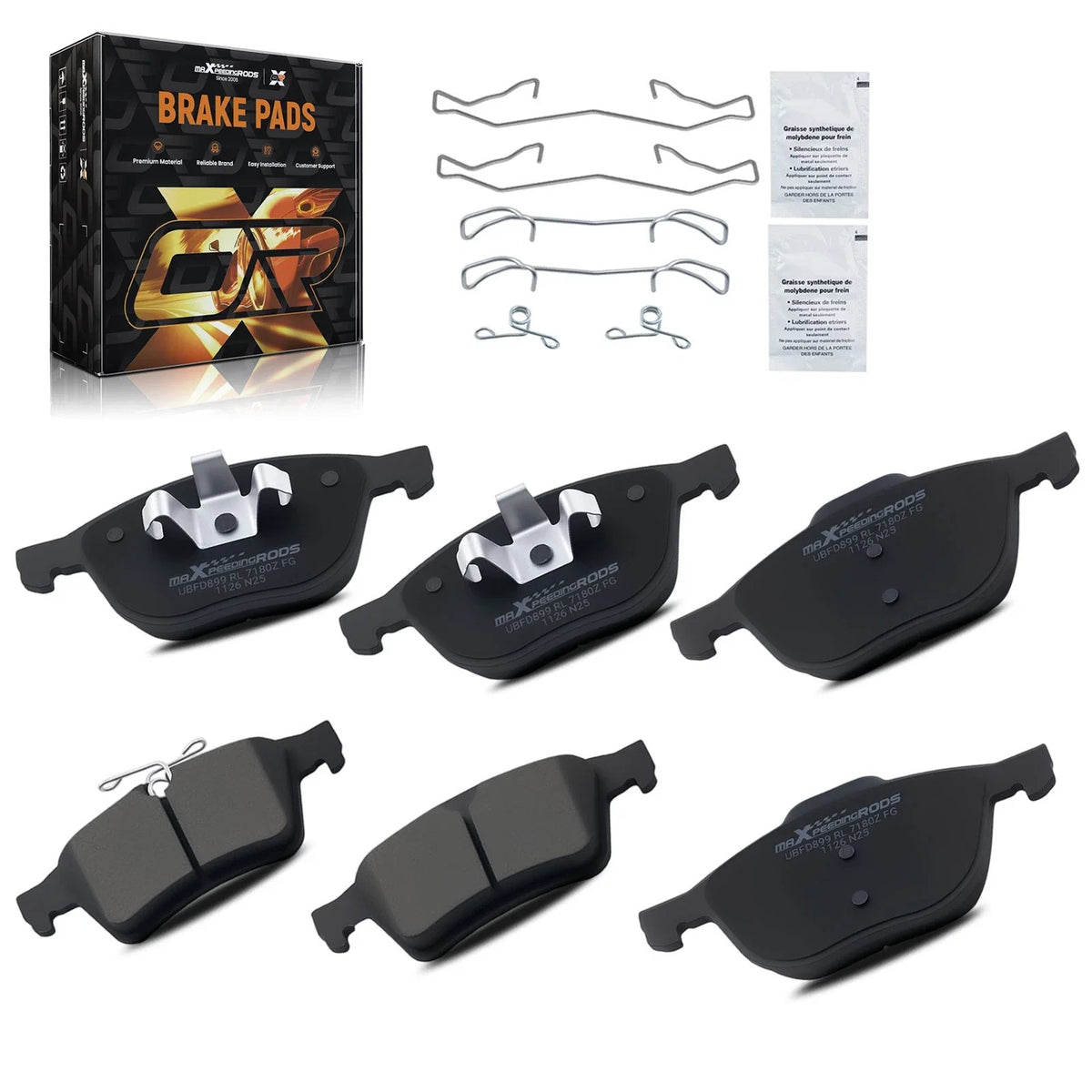 Set of 4 Ceramic Brake Pads for Volvo C30 C70 S40 V50 (2004–2013)