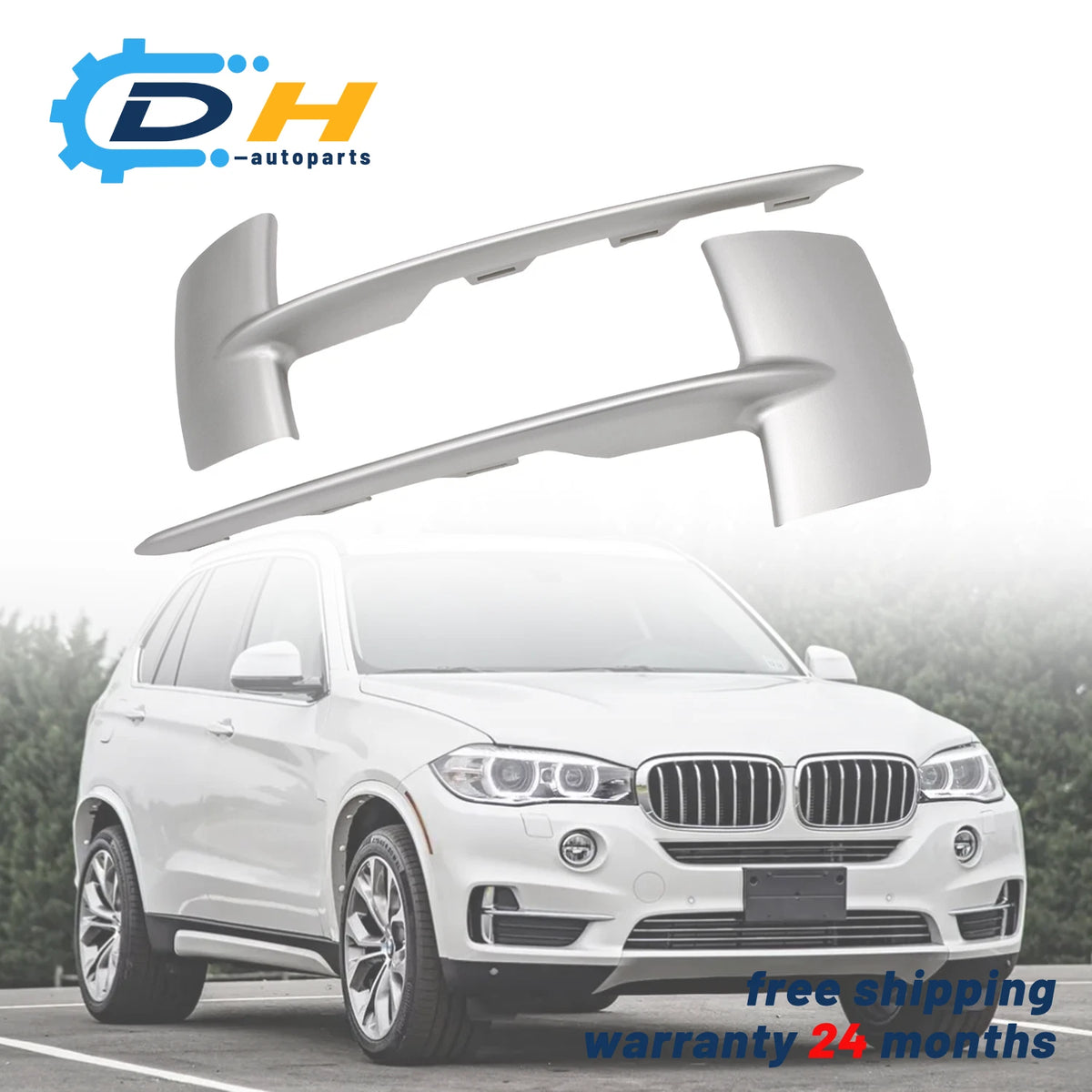 2X Front Bumper Grille Trim for BMW X5 (2014–2017) 51117303113, 51117303114