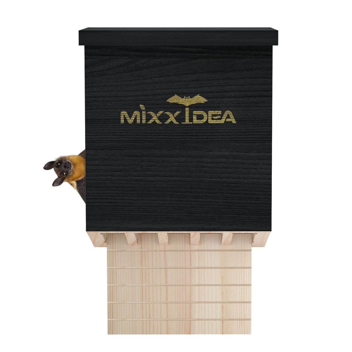 Double Chamber Bat House Box for Outdoor Use - Black