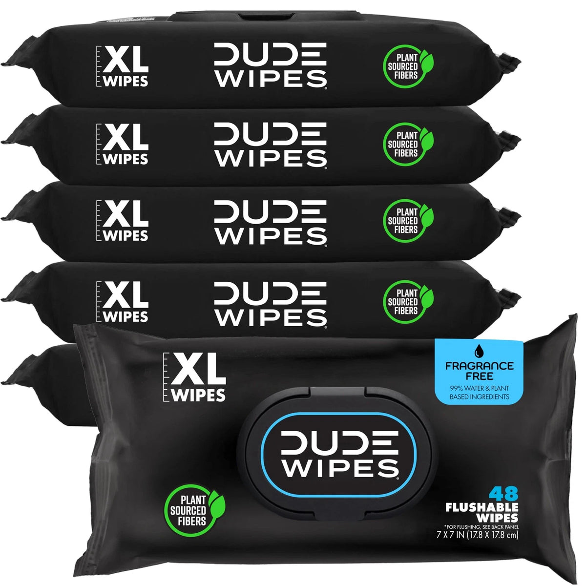 48 Count DUDE Wipes Unscented Flushable for (Pack of 6)
