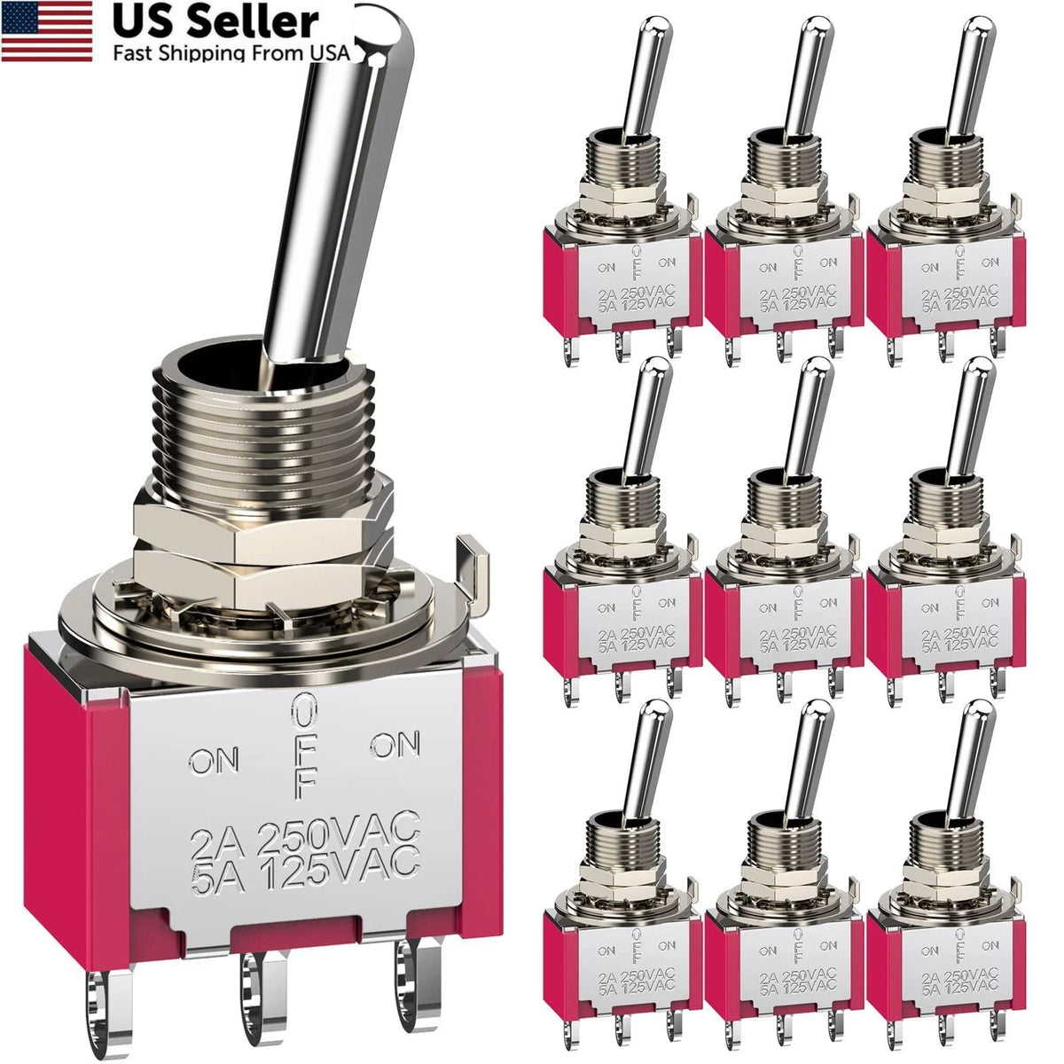 Toggle Switch for DIYhz AC (5A/125V, 2A/250V) 3 Pin Terminals On/Off/On