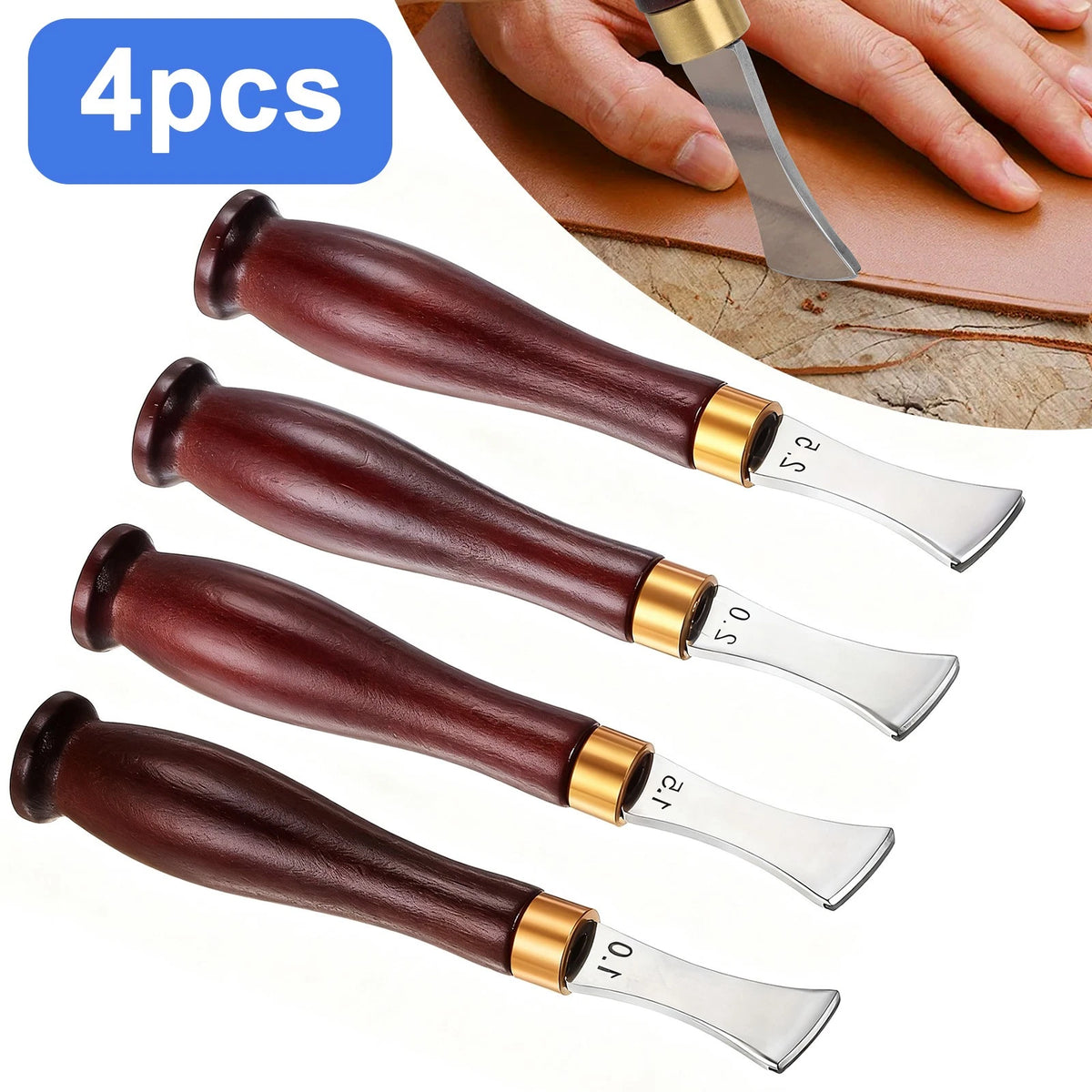 4PCS Leather Edge Punch Creaser Tool 1.0-2.5mm for DIY Leathercraft