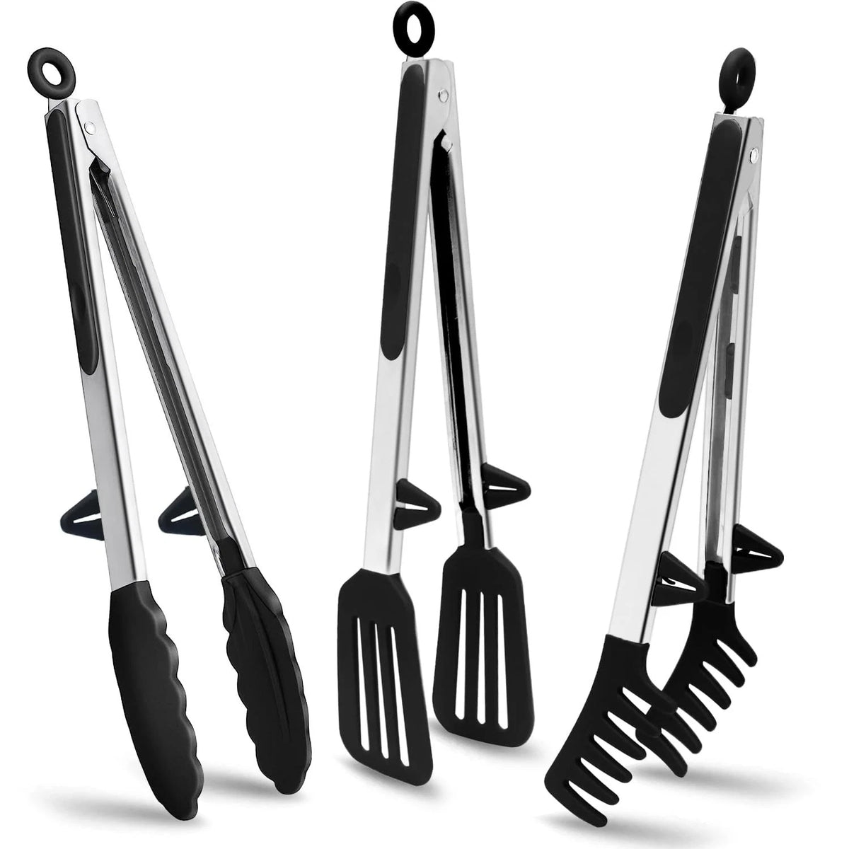 12" Cooking Tongs with Silicone Tips for Kitchen Use