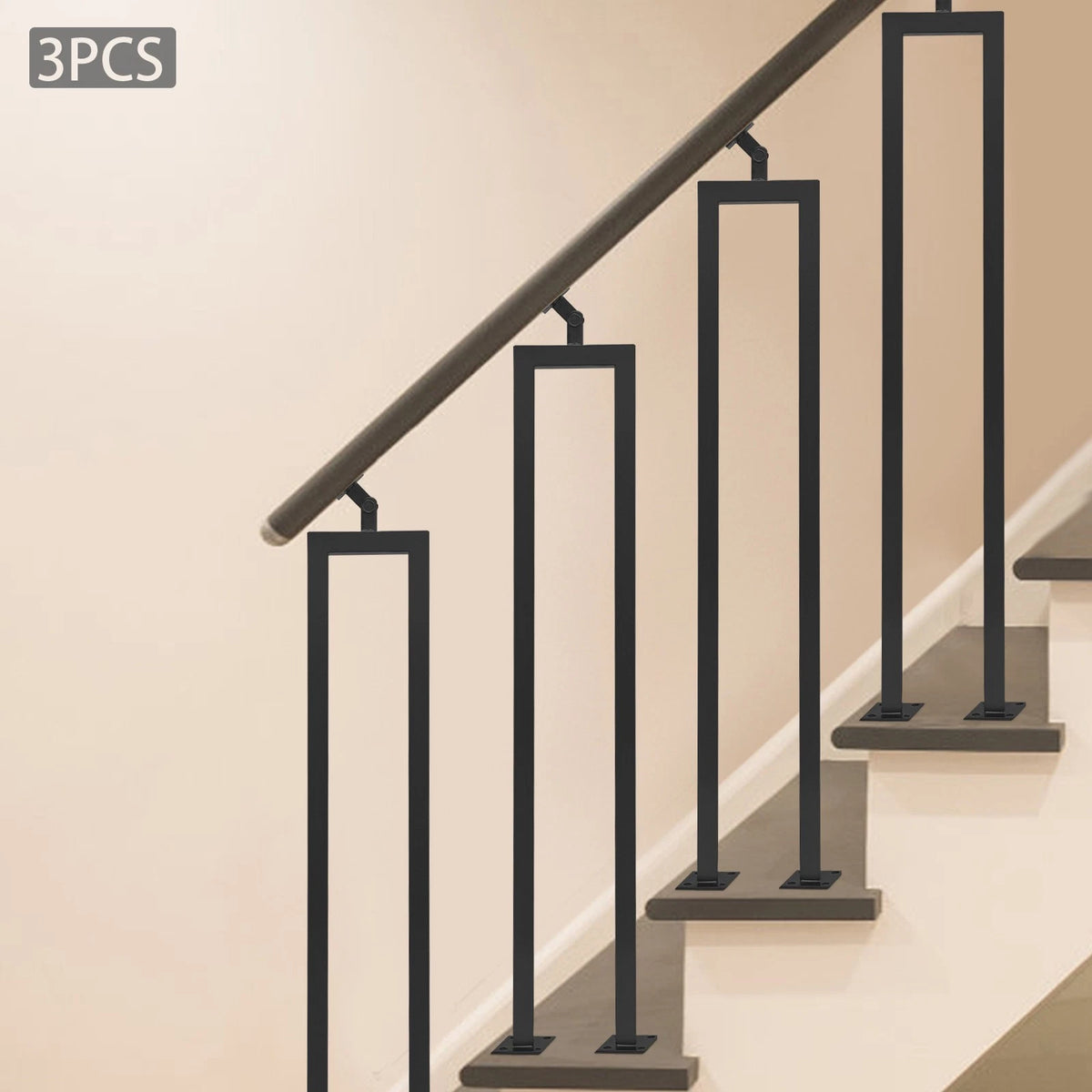 3X Stair Baluster Handrail for Sturdy Standing Post (91.5cm) Black