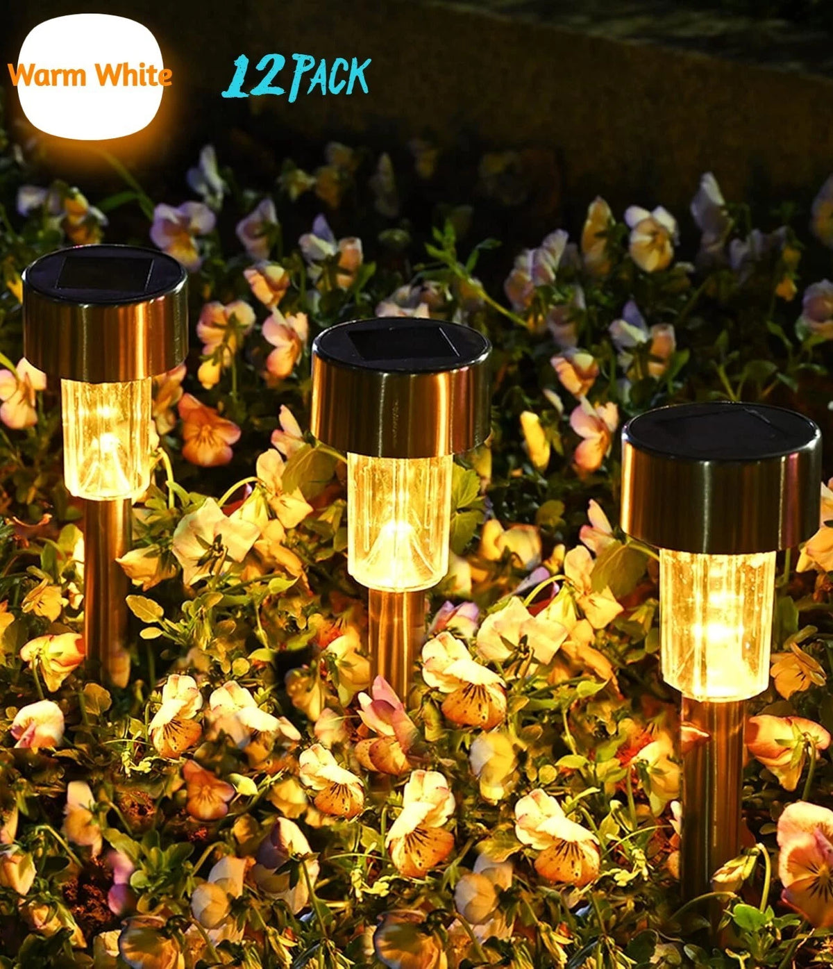 12 Pack Solar LED Garden Lights for Outdoor Landscape Pathway