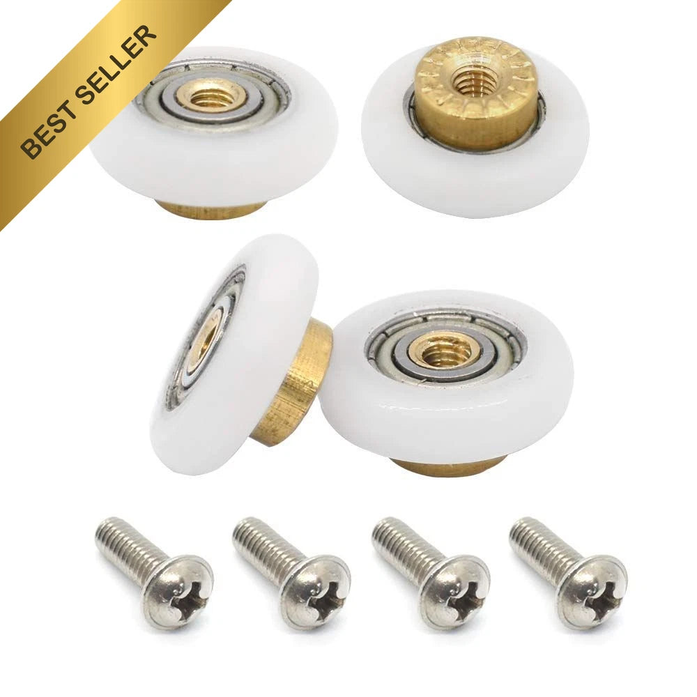 Set of 4 Shower Door Rollers for Bathroom 19mm, White