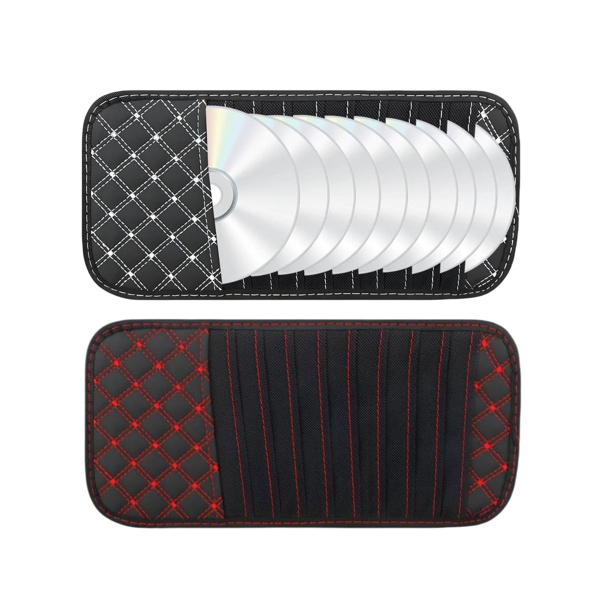 2X CD Visor Holder for Car (CK051) - Black Non-Woven Cloth & PU