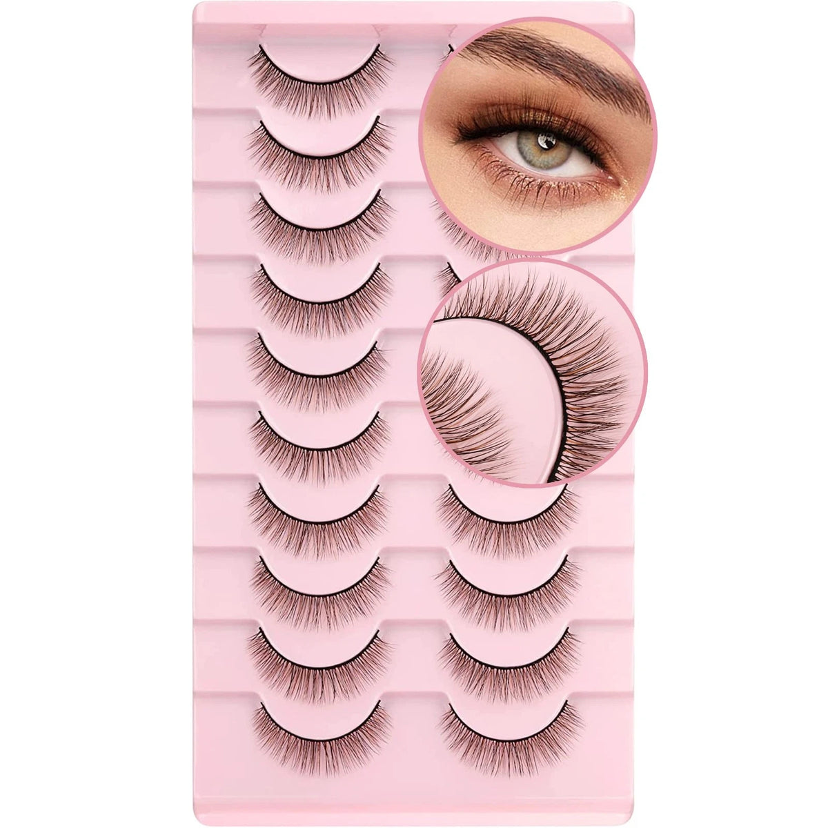 Natural Look False Eyelashes for Short Eye Lashes (Pack of 10)