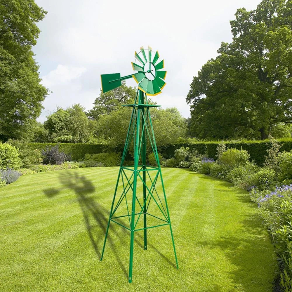 8FT Windmill Outdoor Garden Weather Vane Pinwheel - Weather Resistant