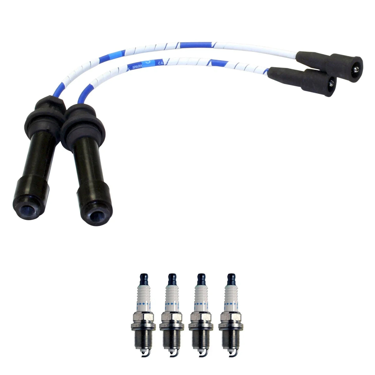 NGK Wire Set & Denso 4 Double Platinum Spark Plugs for Protege L4 (2000–2001)