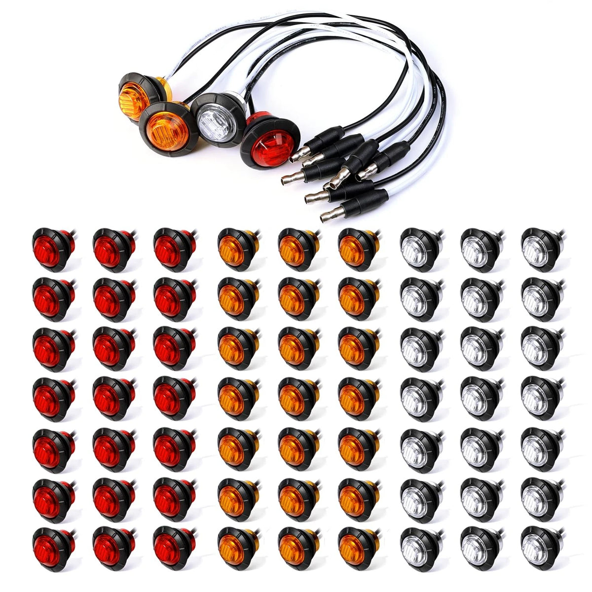 60 Pack LED Side Marker Indicator Lights for Trailer, Truck, RV