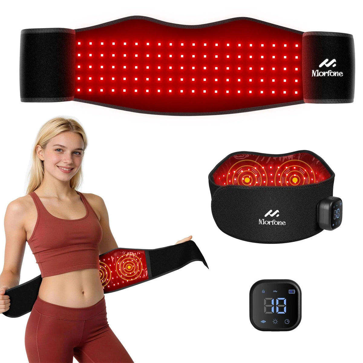 Cordless Red Light Therapy Belt for 51 x 8.3 Inch, Black