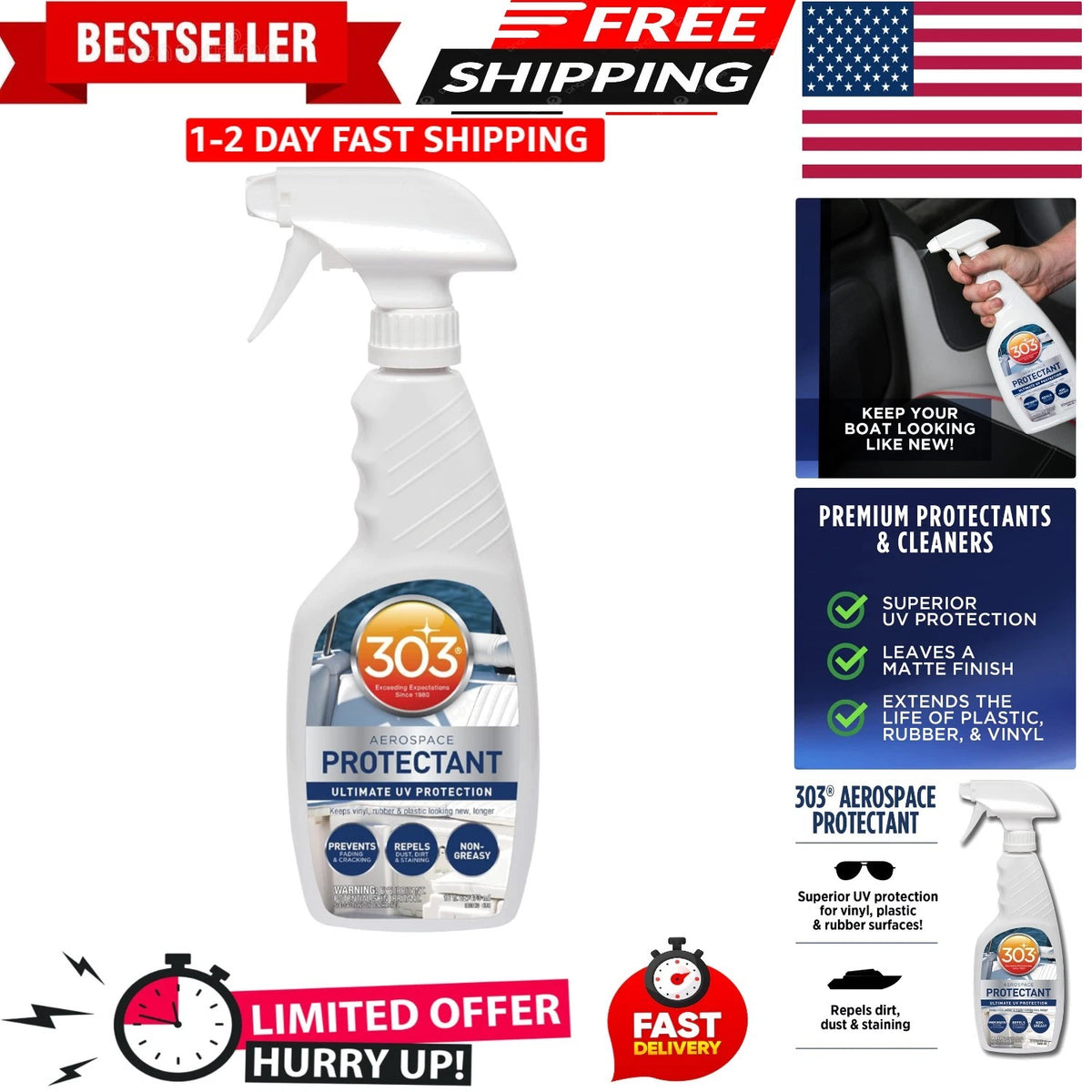 Marine Aerospace Protectant Spray for Boat Vinyl & Surfaces