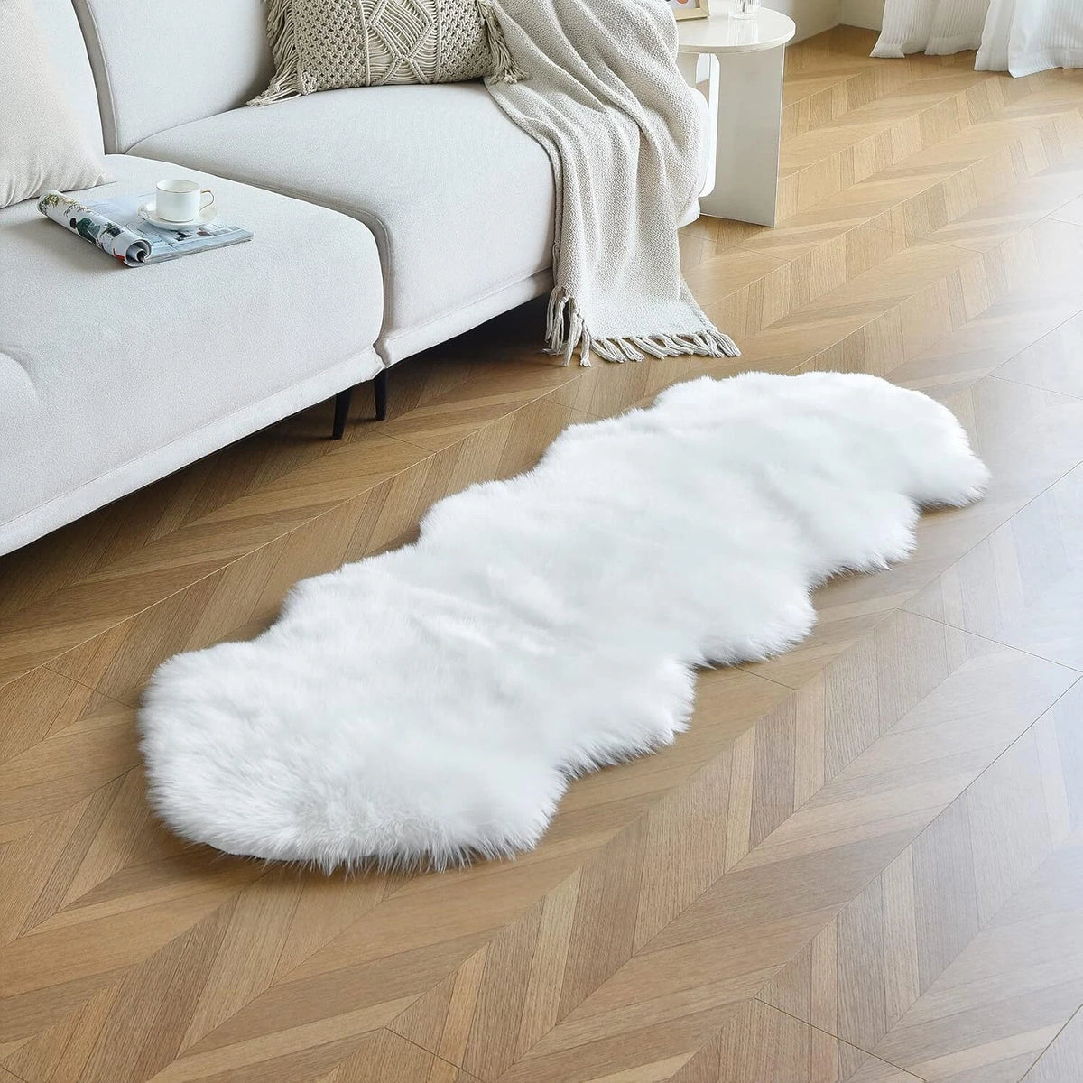 2X6 Ft Fluffy Sheepskin Area Rug Soft Thick Nonslip