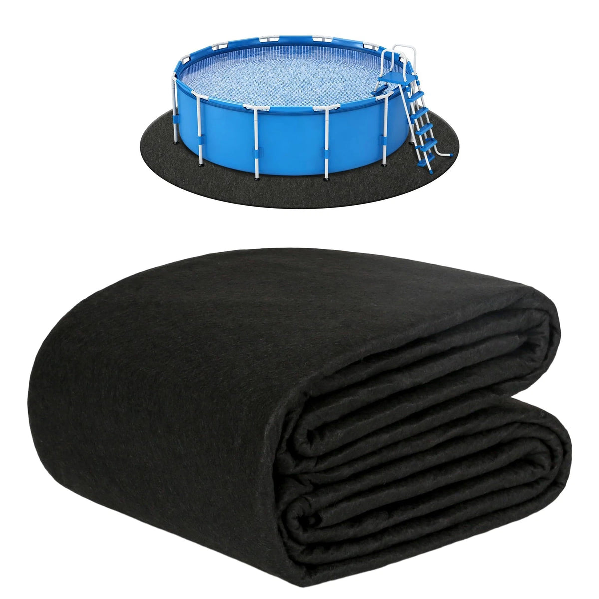 10ft Round Pool Liner Pad for Round Pools (Heavy Duty, Black)