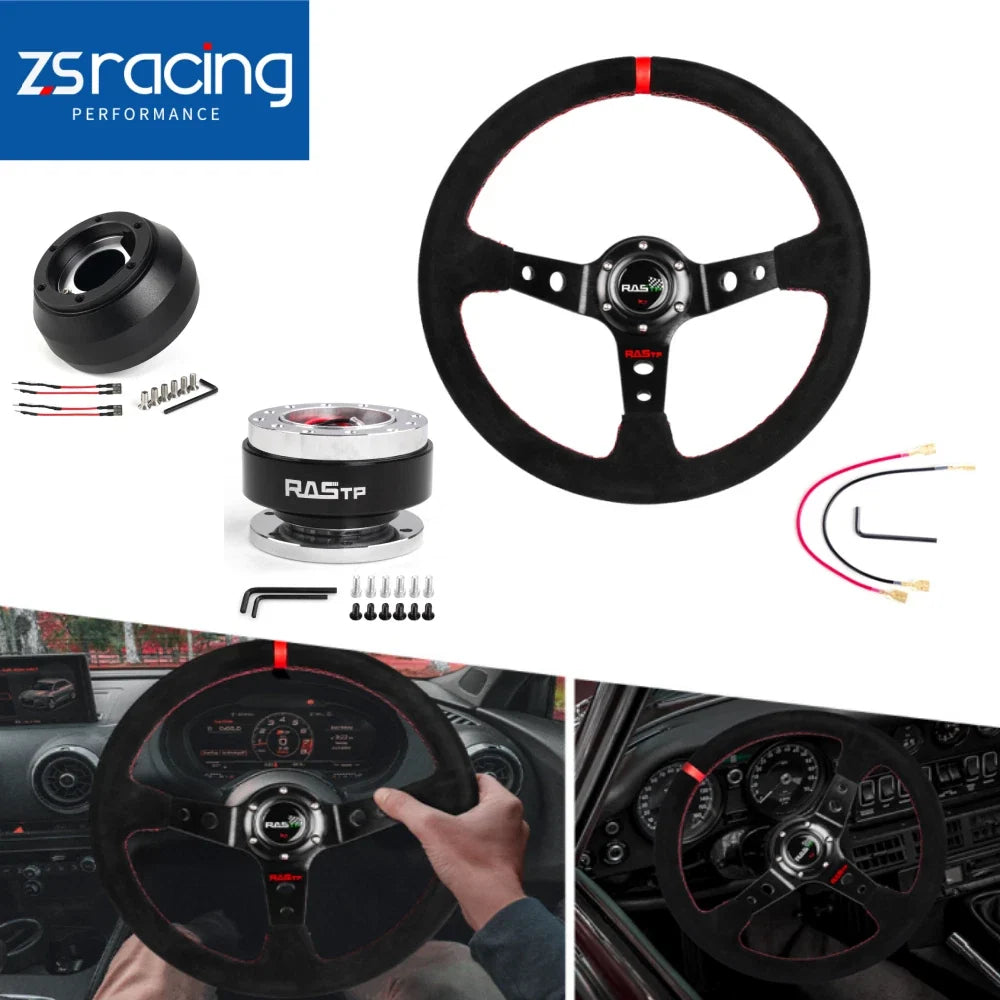 14" Red Steering Wheel with Quick Release & Hub Adapter 125H for Subaru BR-Z, Scion FR-S (2013–2020)
