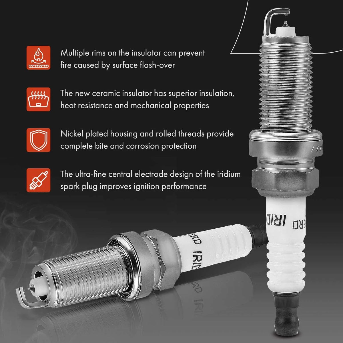 Set of 4 Ignition Coils & Iridium Spark Plugs for Mercedes Benz C230 (2003–2005)
