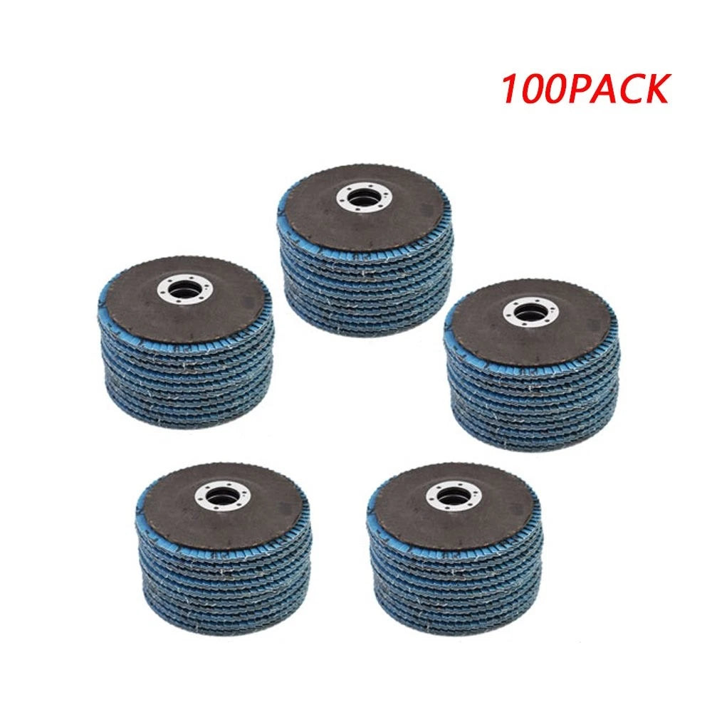 100 Pack Zirconia Flap Disc 60 Grit 4-1/2" x 7/8" for Grinding