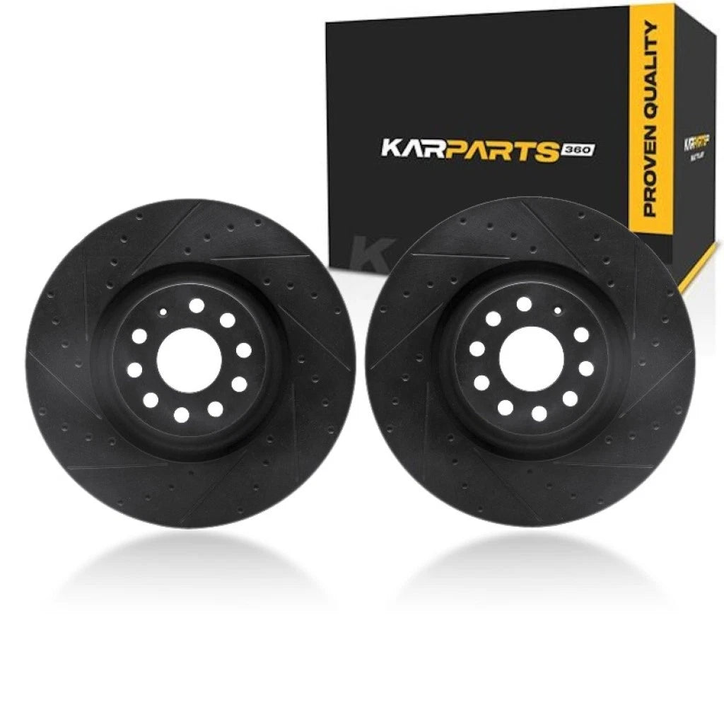 Rotor Set for Volkswagen Golf R (2015–2019) ALX-PAU-DF-8002-73038-CLA6, Drilled & Slotted, Black