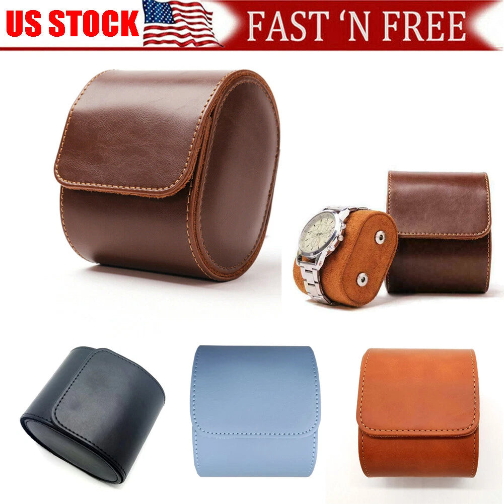 Leather Watch Roll Travel Case for Wristwatches