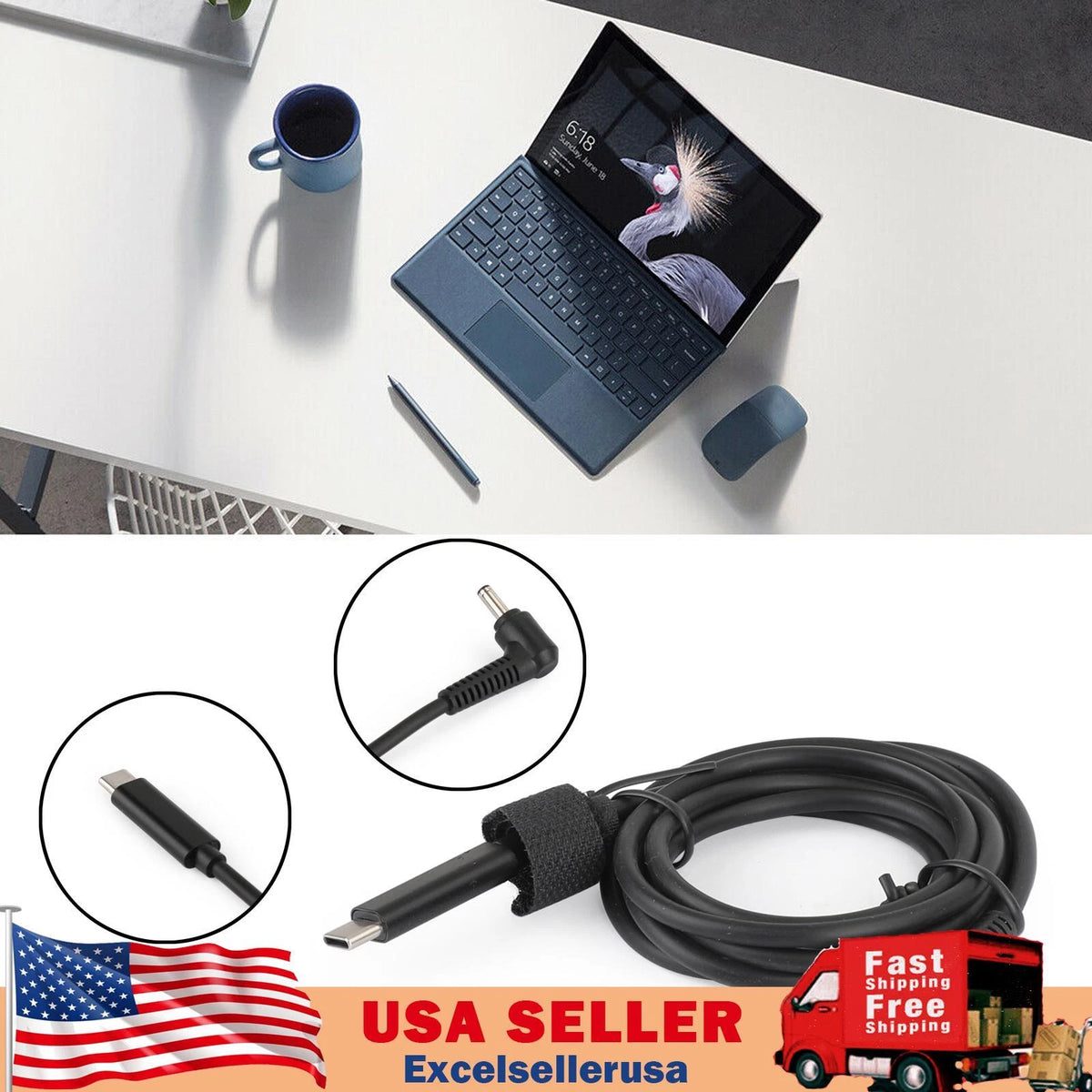 USB-C to 4.01.35mm DC Tip PD Converter Cable for ASUS Laptops (W003-A082)