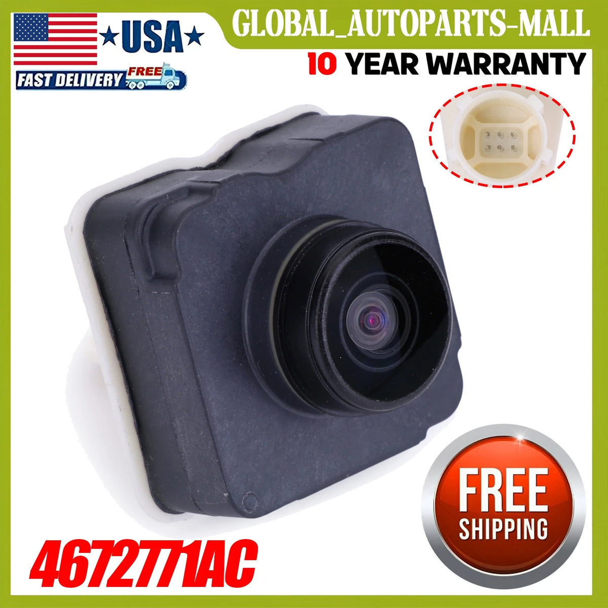 Rear View Backup Camera for Jeep Compass (2017–2021) CH1960126, 4672771AC