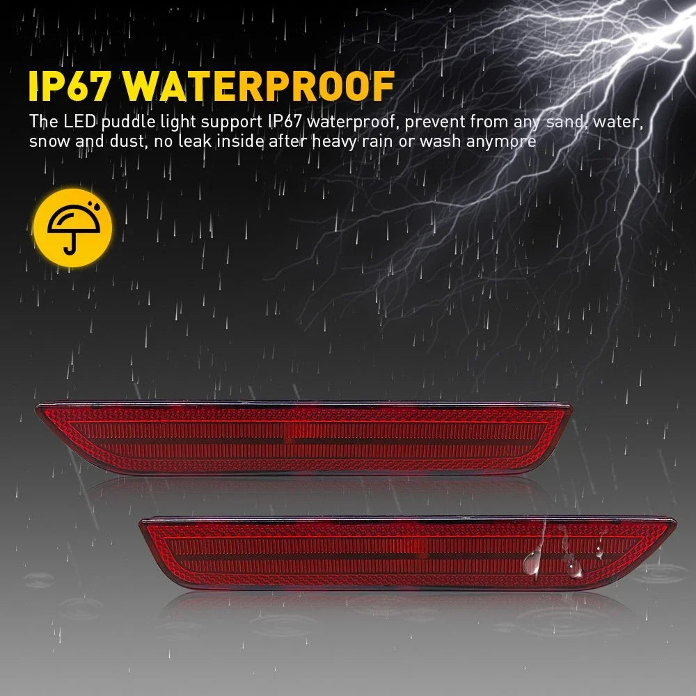 Set of 2 Red Lens Rear Bumper Side Marker Lights for Ford Mustang (2010–2014)