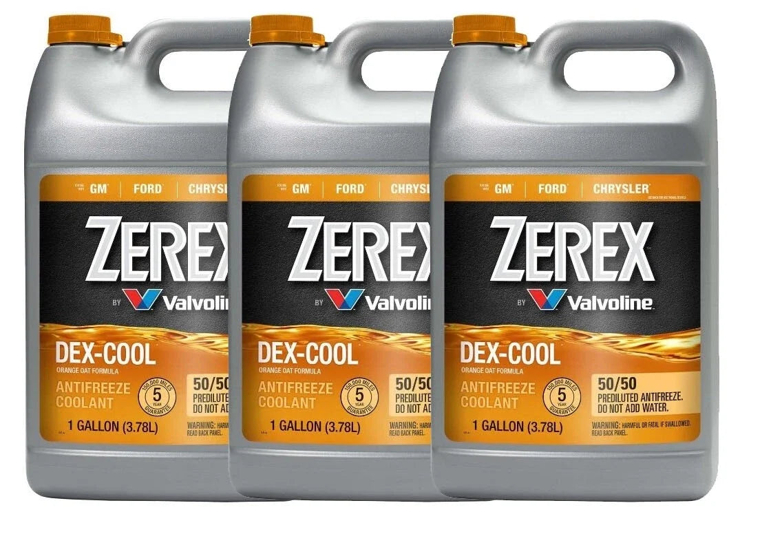 3X 1 Gallon Zerex Orange Dex Cool 50/50 Antifreeze Coolant