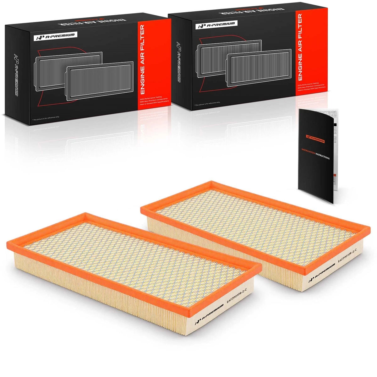 2X Engine Air Filter for Ram Dakota (2011), Jeep Cherokee (1987–2001) AF7877, A1166C, A4372