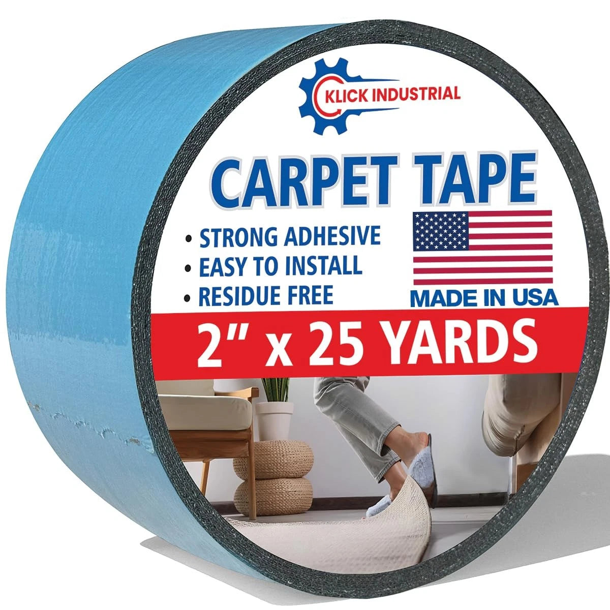 2" x 25 Yards Heavy Duty Double-Sided Carpet Tape for Various Applications