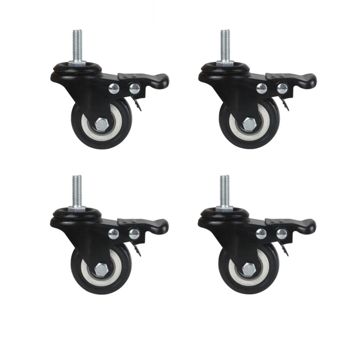 Set of 4 Heavy Duty 1.5 Inch Swivel Caster Wheels - Black