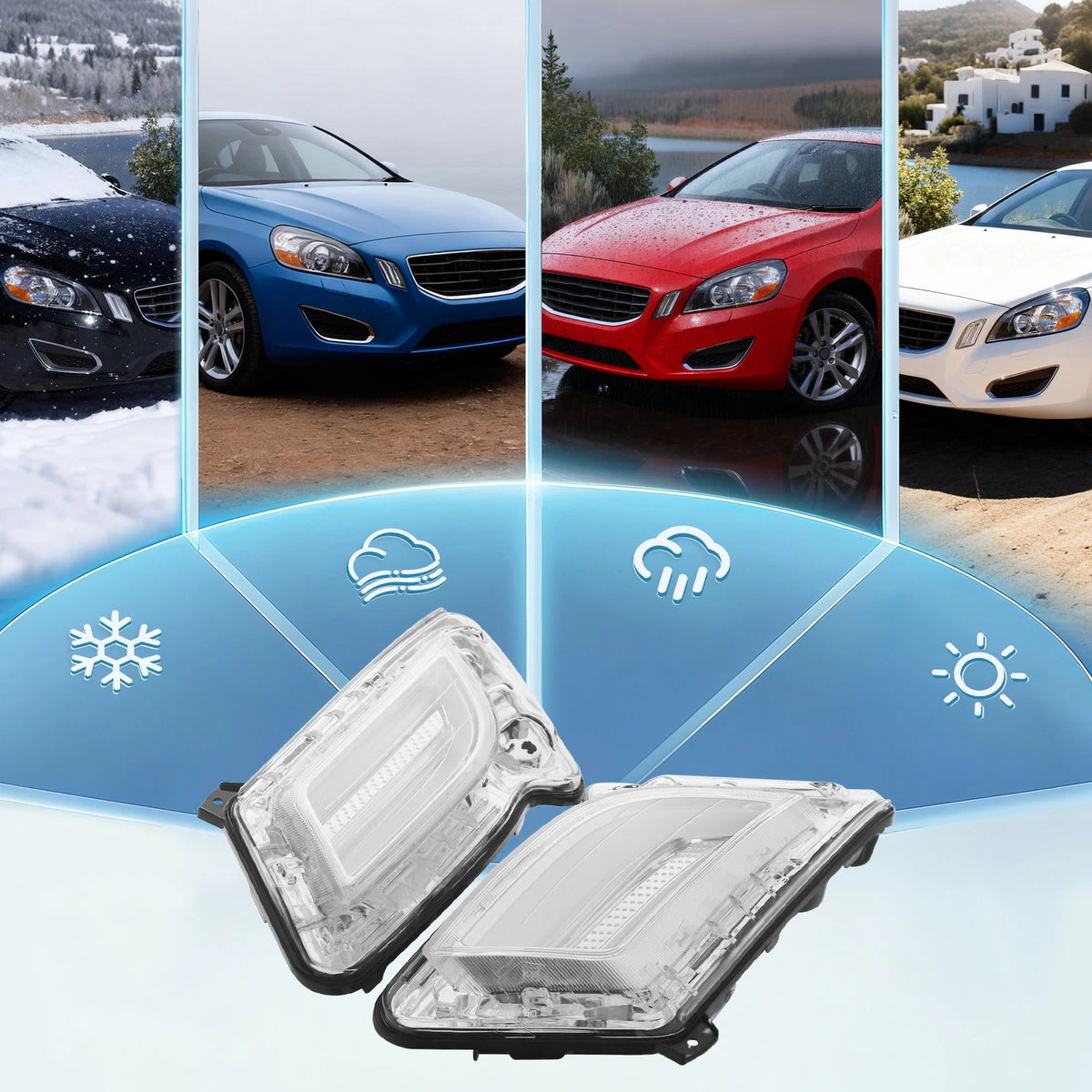 Set of 2 Daytime Running Lights for Volvo S60 V60 (2011–2013) 31278557, 31278558