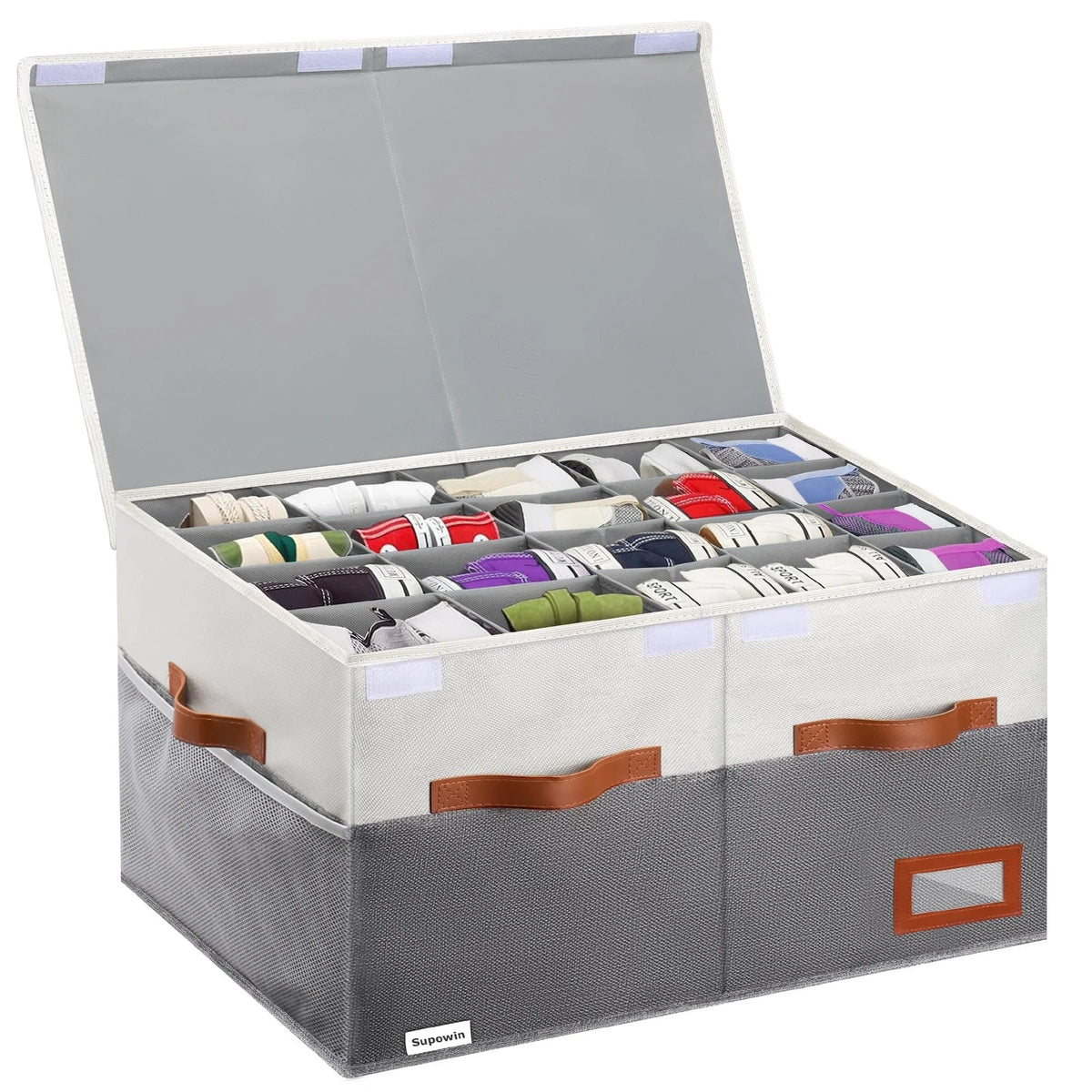 Shoe Organizer for Closet (Foldable Storage Bins with Lid)