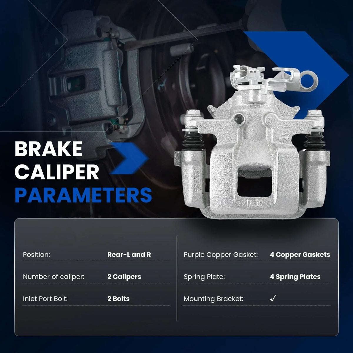 Rear Brake Caliper & Bracket for Mitsubishi Outlander (2014–2018) 2.4L/3.0L LH/RH