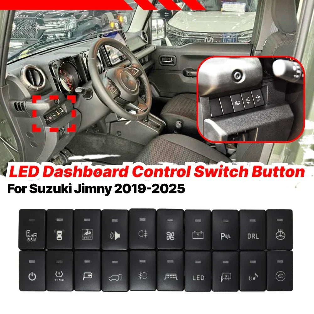 Latching LED Blue Dashboard Switch Button for Suzuki Jimny (2019–2025)