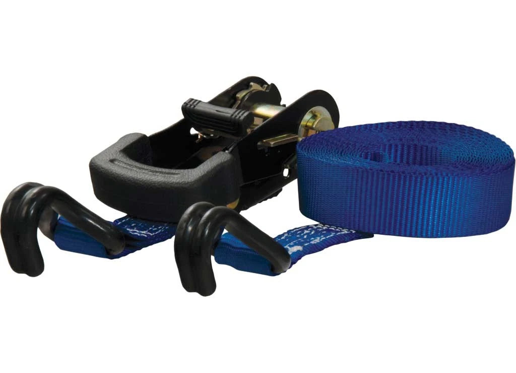 2X Ratchet Straps for Curt 83019 (16' x 1", Blue, Rubber Coated S-Hooks)