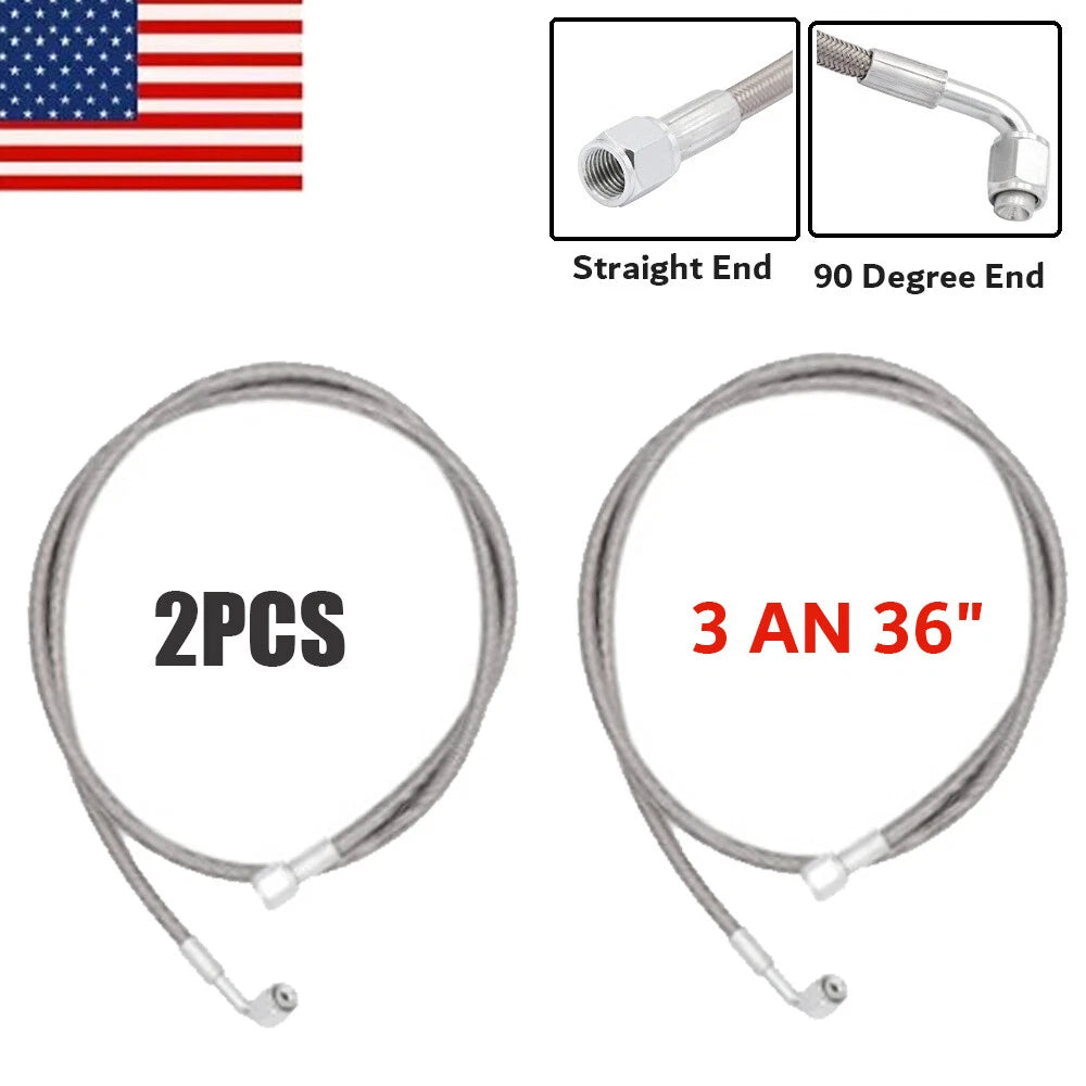 2X -3 AN 36" Stainless Braided TFE Brake Line for Universal Applications