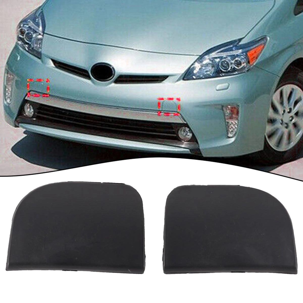 Front Bumper Tow Eye Hook Cover Cap for Prius (2012–2015) Set of 2