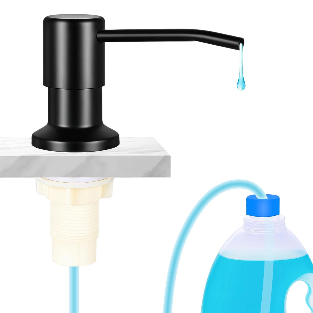 Cejiuga Soap Dispenser for Kitchen Sink (Upgrade Built-in, Black)