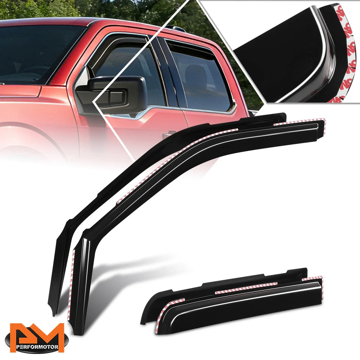 In-Channel Side Window Visors for Ford F-150 Super Crew (2015–2022)