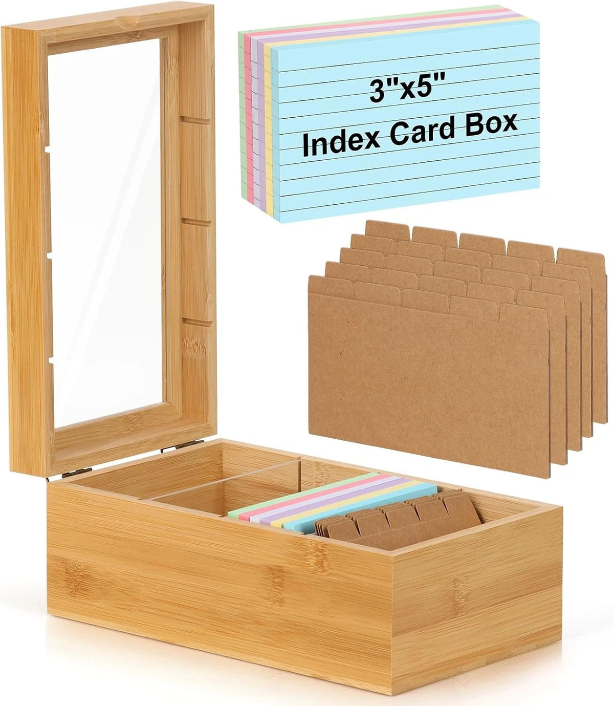 3X5 Index Card Organizer for Wood Storage Box (No Part Numbers)