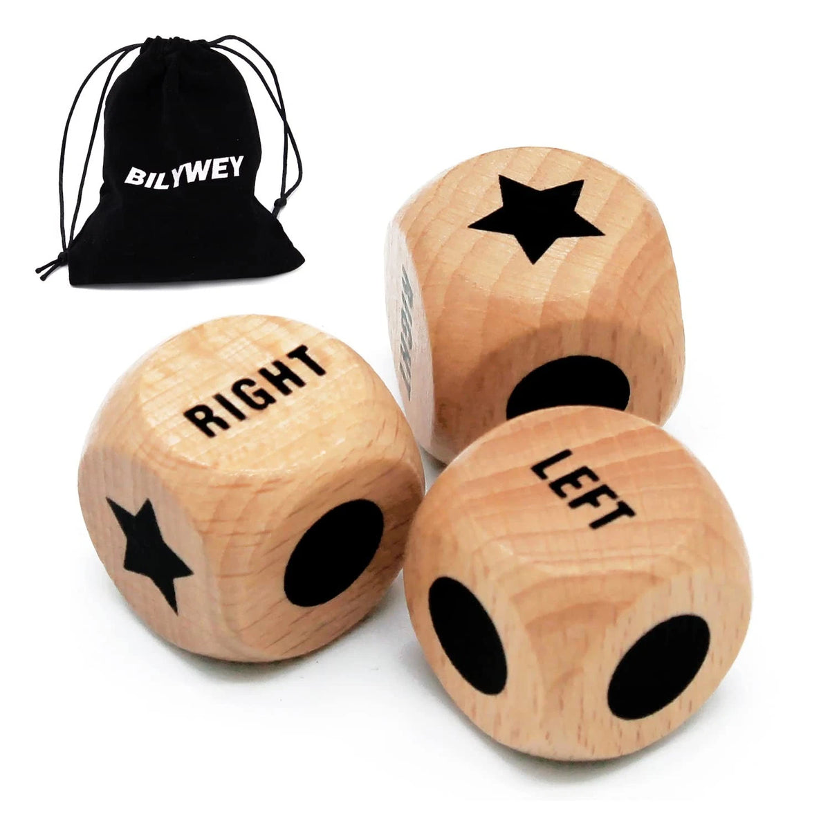 3X Beech Wood Game Dice for Various Games (1 inch)