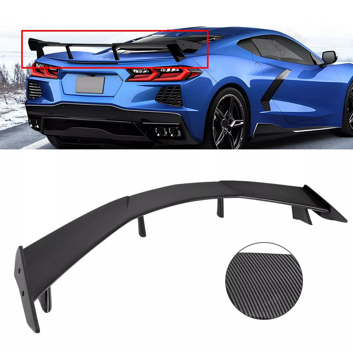 Rear Trunk Spoiler High Wing for Chevy Corvette C8 Z51 (2020–2025)