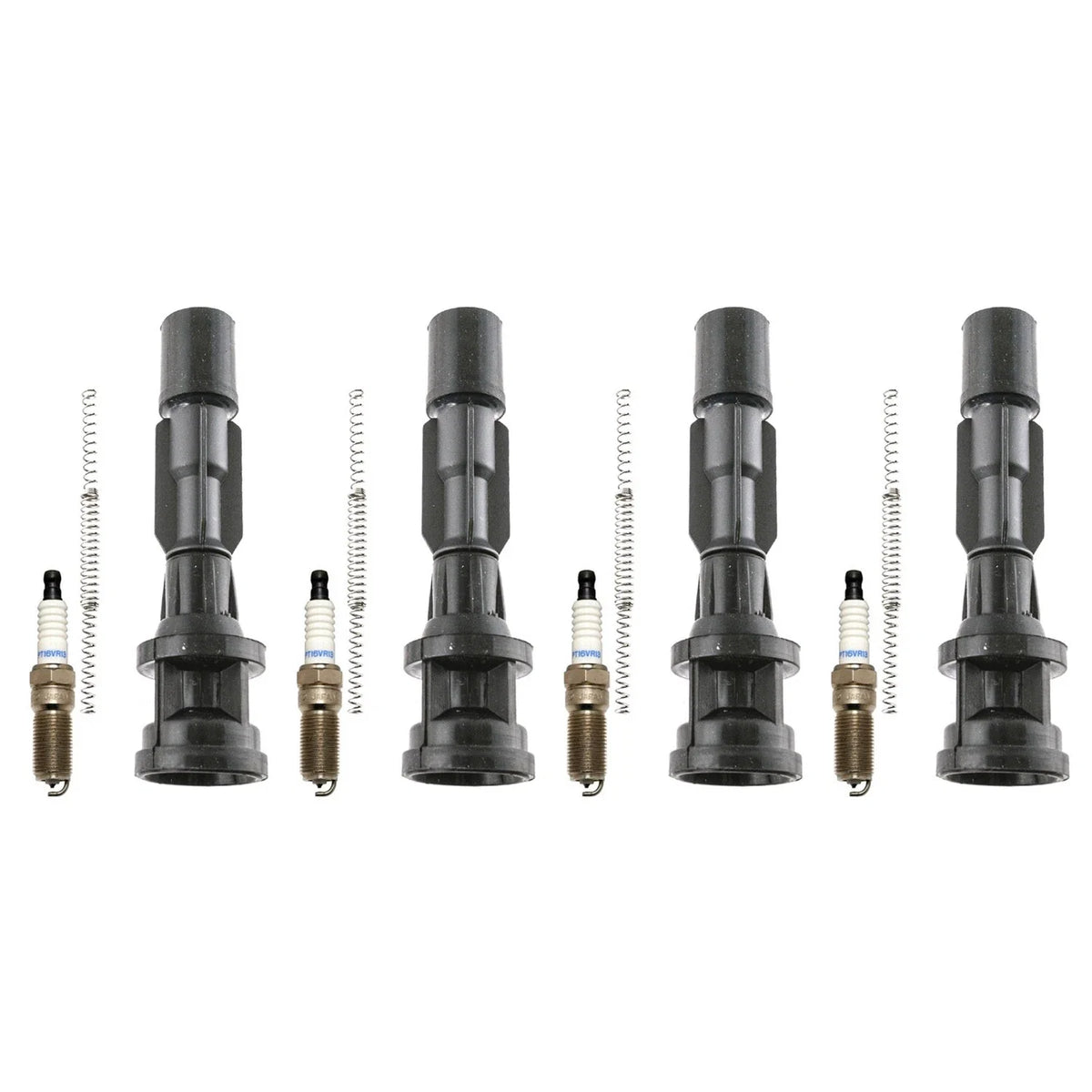 Set of 4 Denso Double Platinum Spark Plugs & Coil Boots for Mazda 5 (2015)